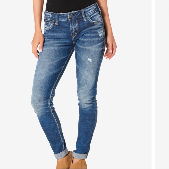 Silver Jeans girlfriend fit straight leg worn very little a little distressed - Picture 3 of 10